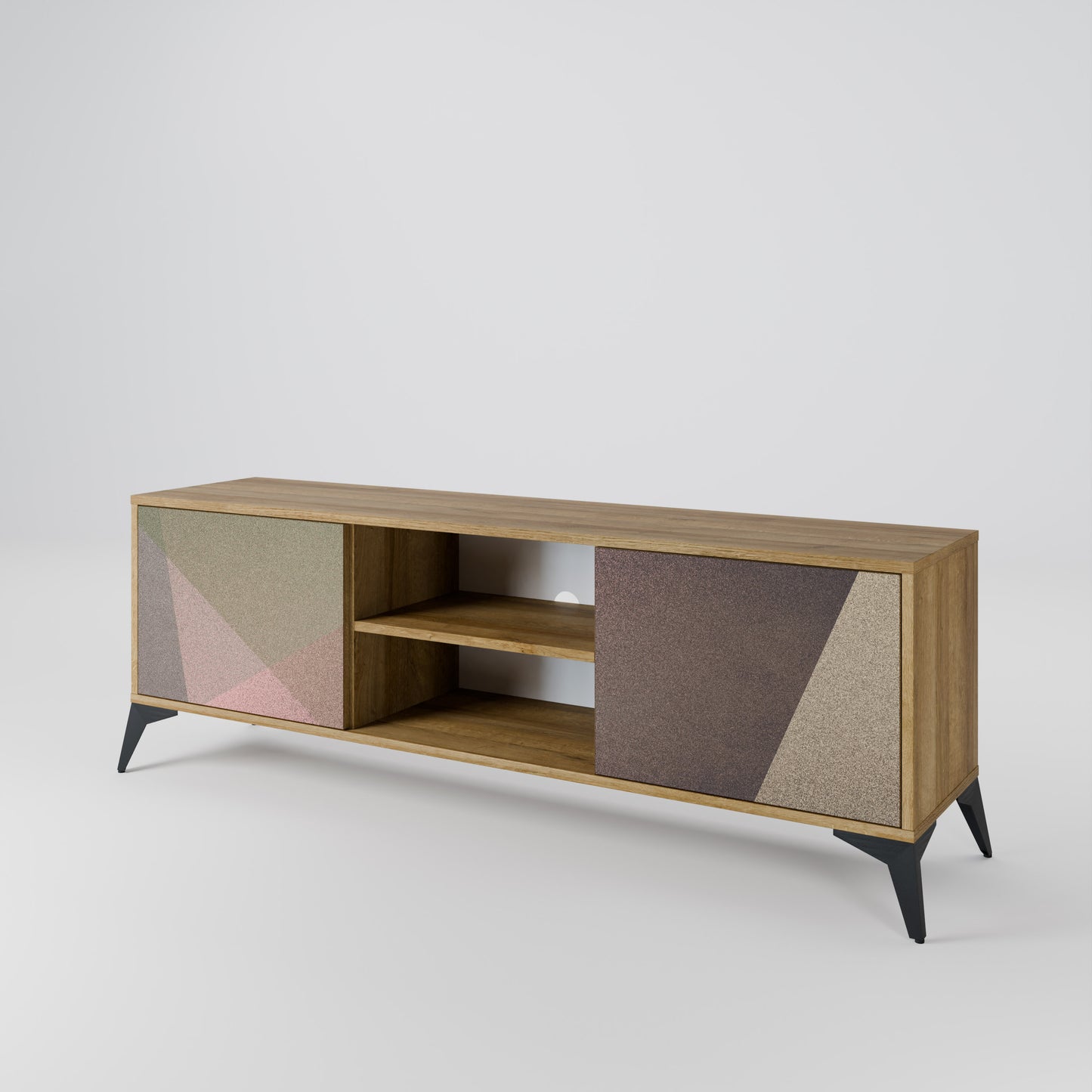Mobile TV BEIGE GEOMETRY a 2 ante in effetto rovere
