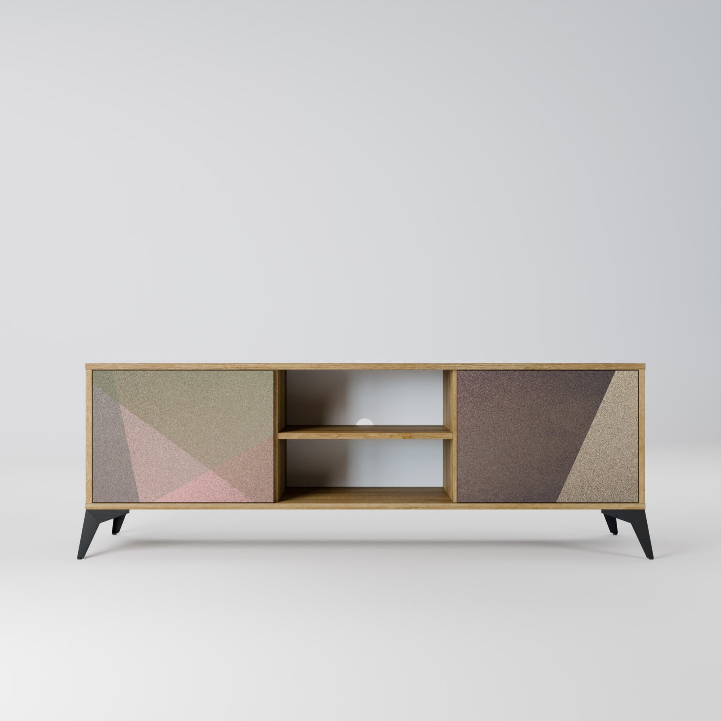 Mobile TV BEIGE GEOMETRY a 2 ante in effetto rovere
