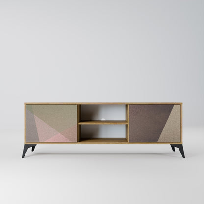 Mobile TV BEIGE GEOMETRY a 2 ante in effetto rovere