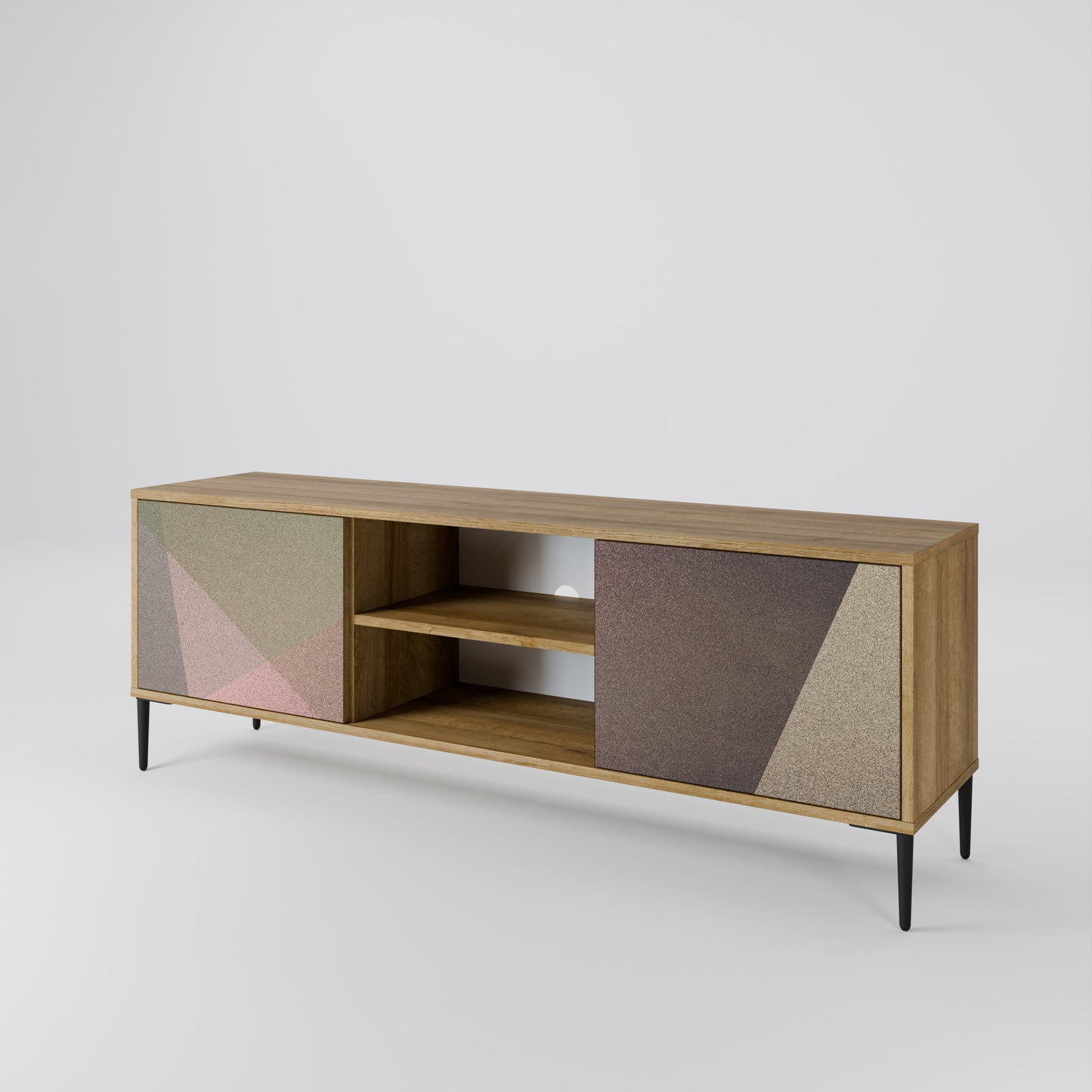 Mobile TV BEIGE GEOMETRY a 2 ante in effetto rovere