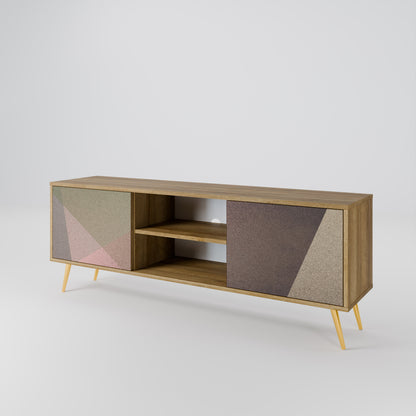 Mobile TV BEIGE GEOMETRY a 2 ante in effetto rovere