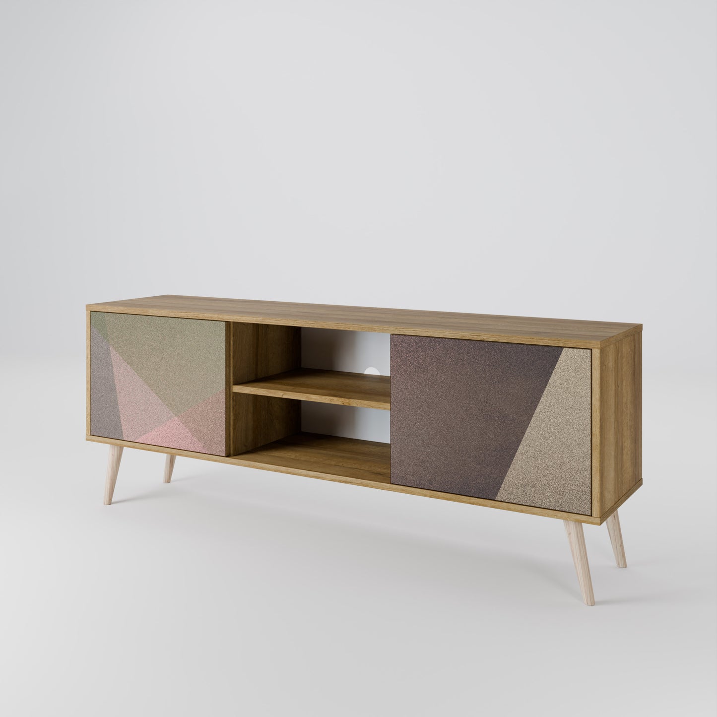 Mobile TV BEIGE GEOMETRY a 2 ante in effetto rovere