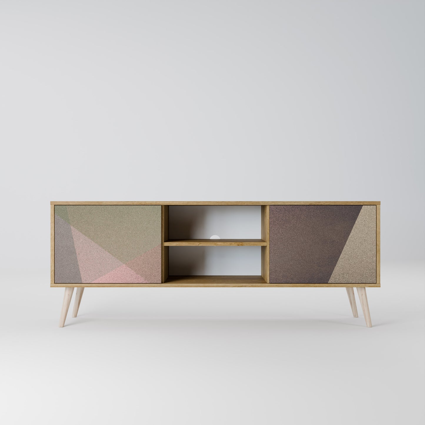 Mobile TV BEIGE GEOMETRY a 2 ante in effetto rovere