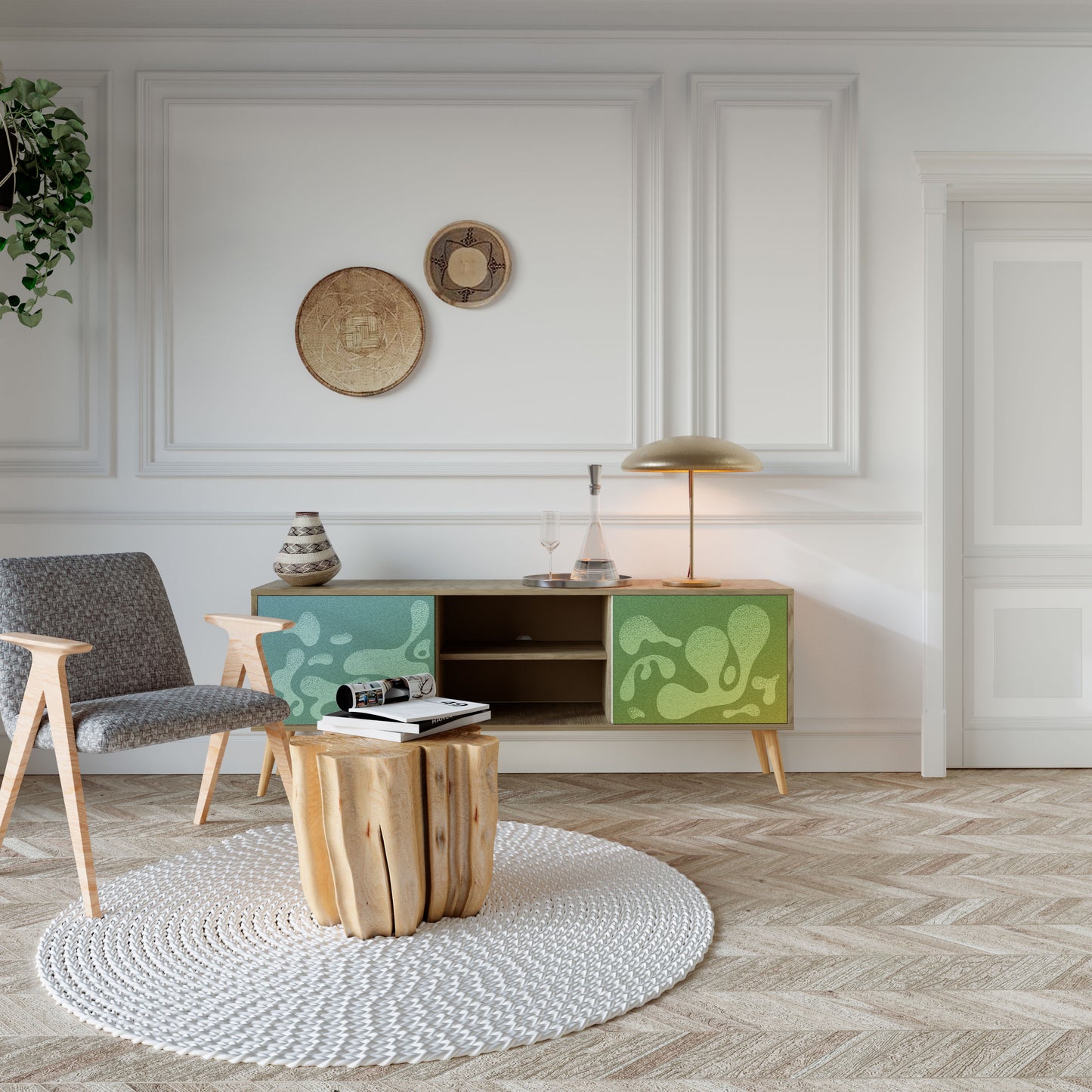 Mobile TV IRREGULAR BLUE a 2 ante effetto rovere