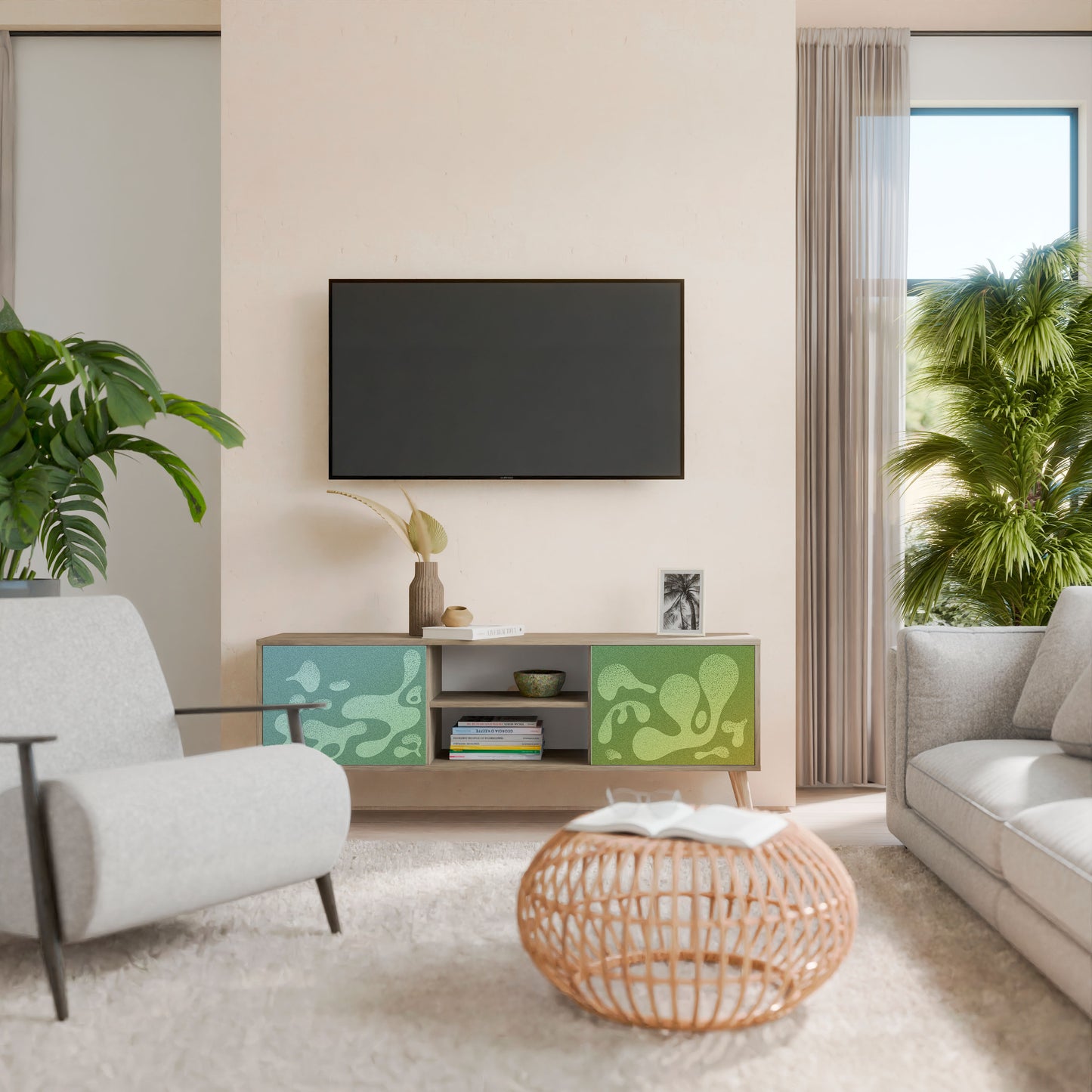 Mobile TV IRREGULAR BLUE a 2 ante effetto rovere