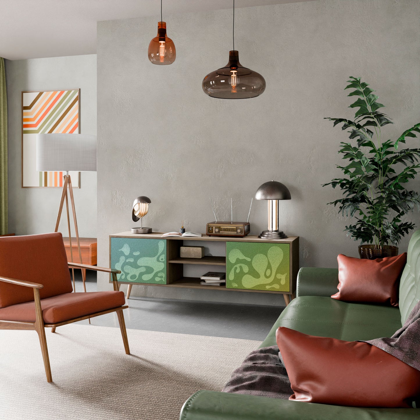 Mobile TV IRREGULAR BLUE a 2 ante effetto rovere