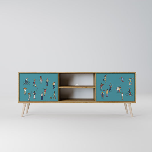 COLLECTIVE STREAM 2-Door TV Stand in Oak Effect