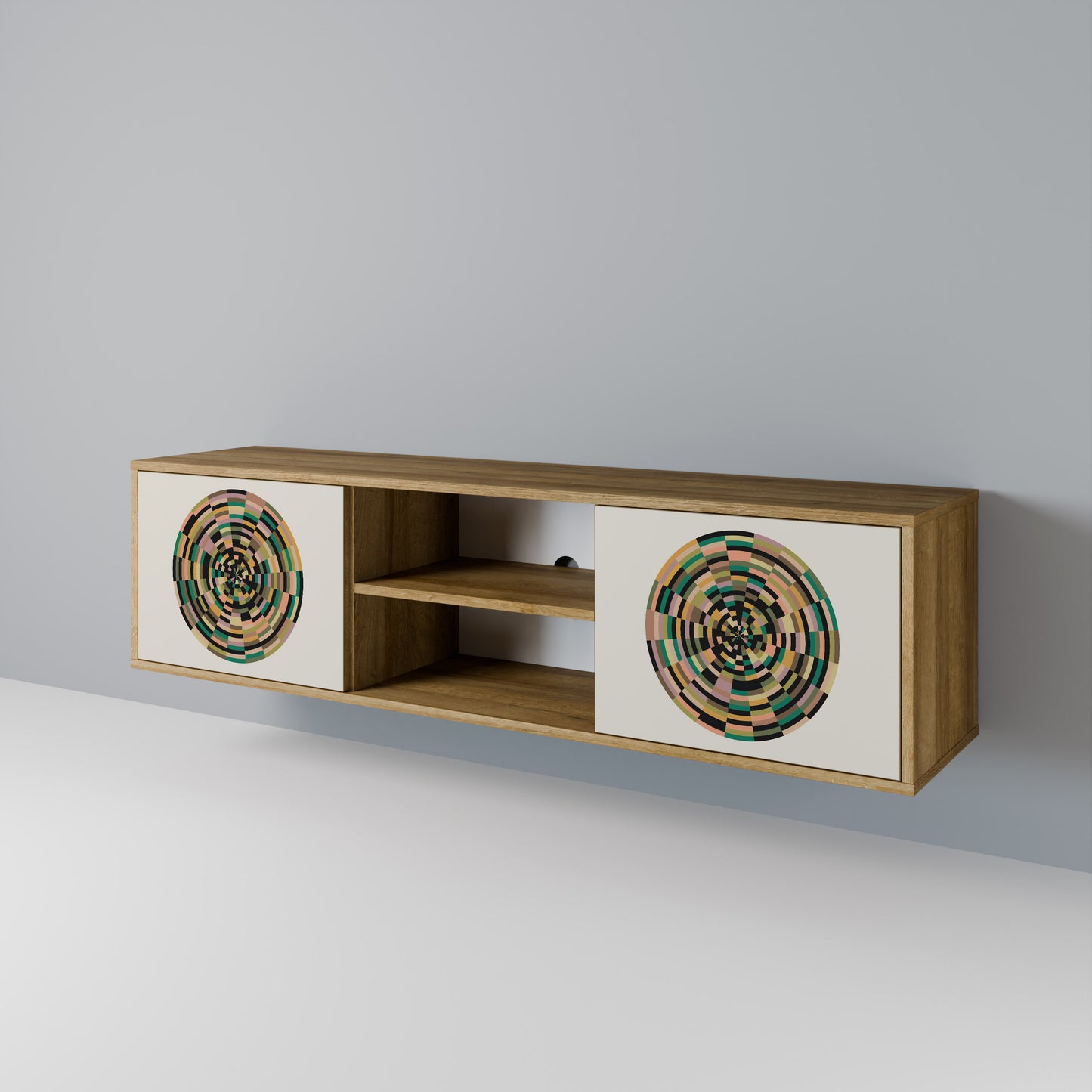 GREEN CIRCLES 2-Door TV Stand in Oak Effect