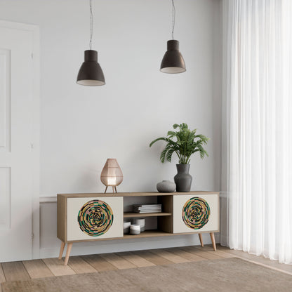 GREEN CIRCLES 2-Door TV Stand in Oak Effect