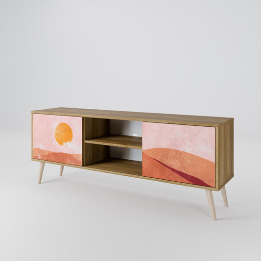 LUMINOUS SUNLIGHT 2-Door TV Stand in Oak Effect