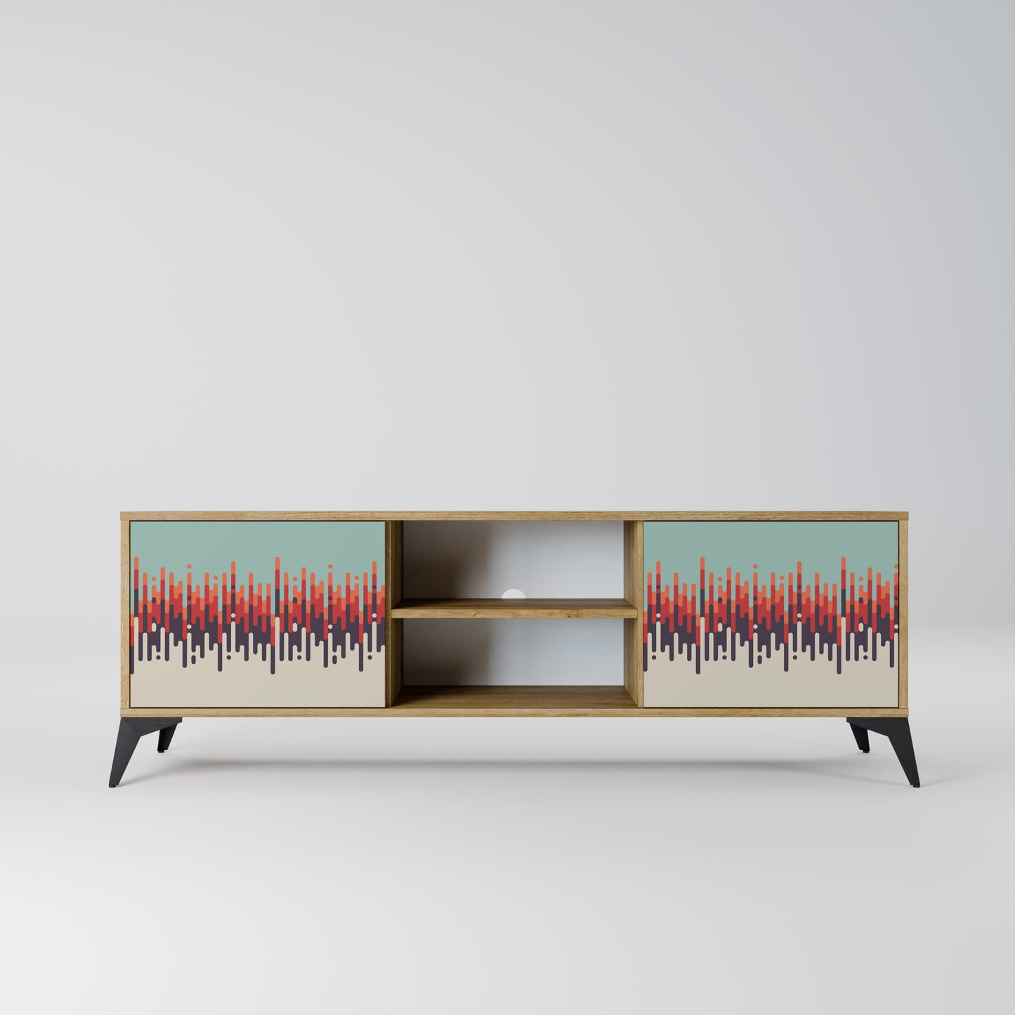CHROMA CONTOURS 2-Door TV Stand in Oak Effect