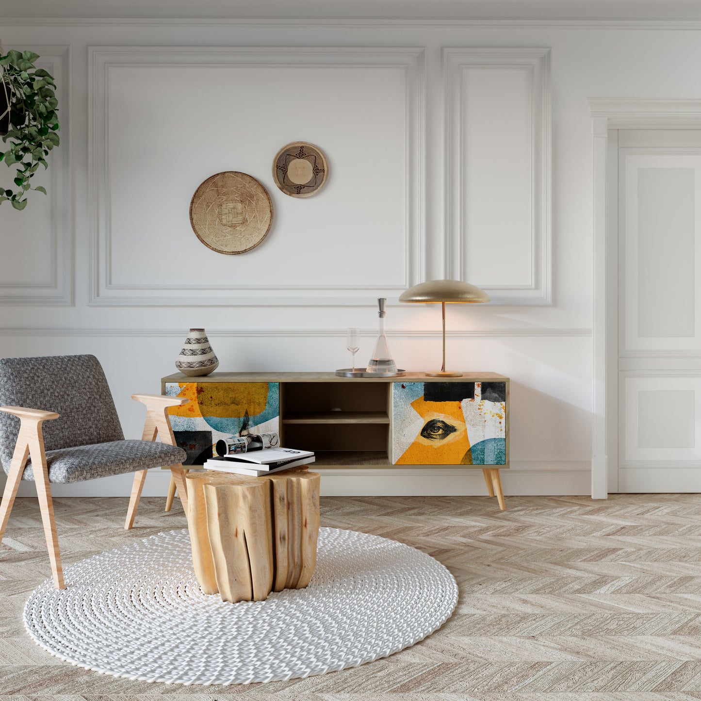 Mobile TV a 2 ante ABSTRACT FACES in effetto rovere
