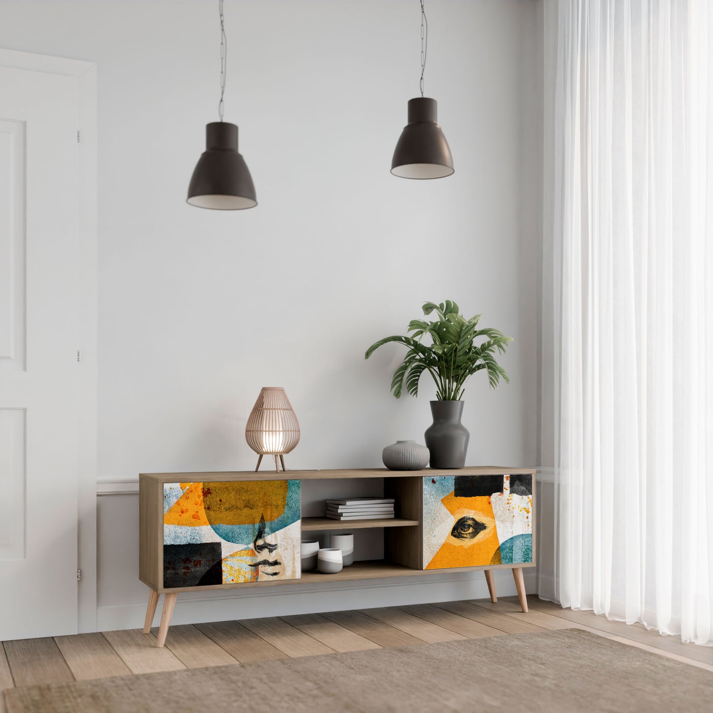 Mobile TV a 2 ante ABSTRACT FACES in effetto rovere