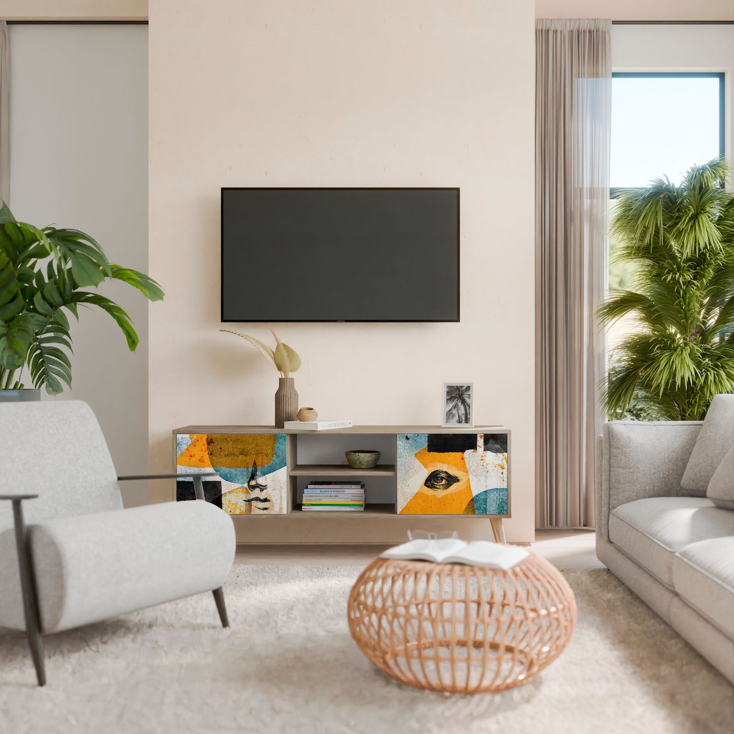 Mobile TV a 2 ante ABSTRACT FACES in effetto rovere