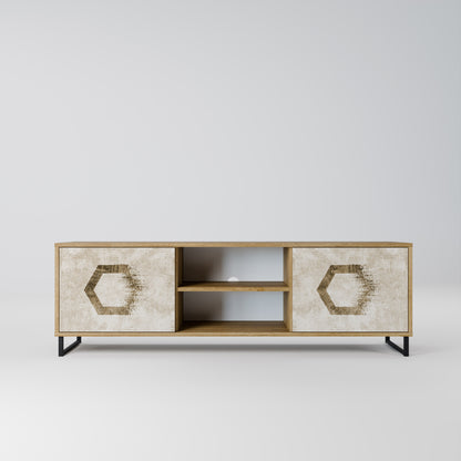 Mobile TV HEXAGONAL SHAPES a 2 ante effetto rovere