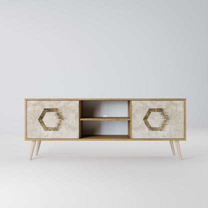 Mobile TV HEXAGONAL SHAPES a 2 ante effetto rovere