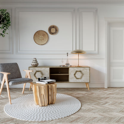 Mobile TV HEXAGONAL SHAPES a 2 ante effetto rovere