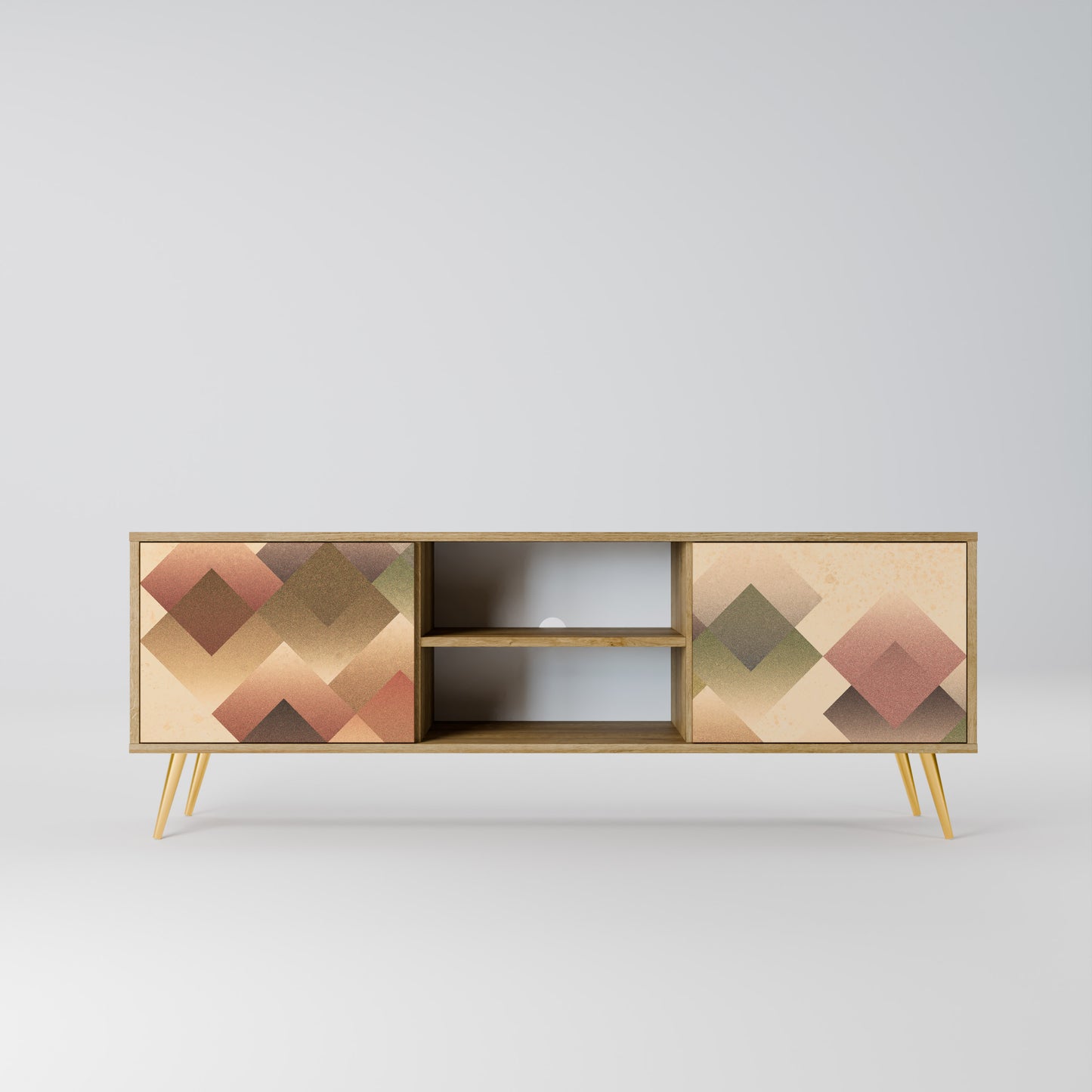 GEOMETRIC FUSION 2-Door TV Stand in Oak Effect