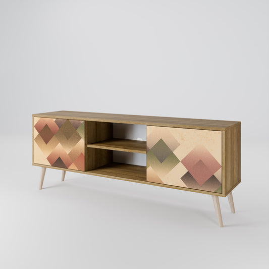 GEOMETRIC FUSION 2-Door TV Stand in Oak Effect
