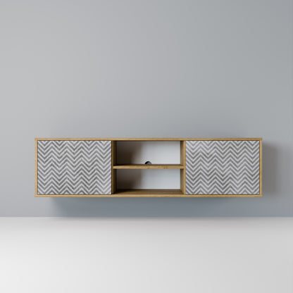 Mobile TV CONCRETE ZIG ZAG a 2 ante in effetto rovere