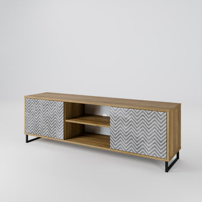Mobile TV CONCRETE ZIG ZAG a 2 ante in effetto rovere