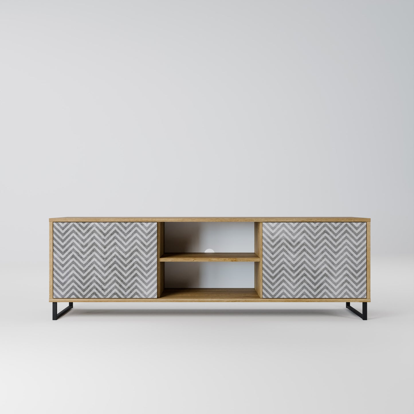 Mobile TV CONCRETE ZIG ZAG a 2 ante in effetto rovere