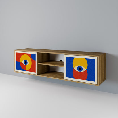 Mobile TV GEOMETRIC EYES a 2 ante in effetto rovere