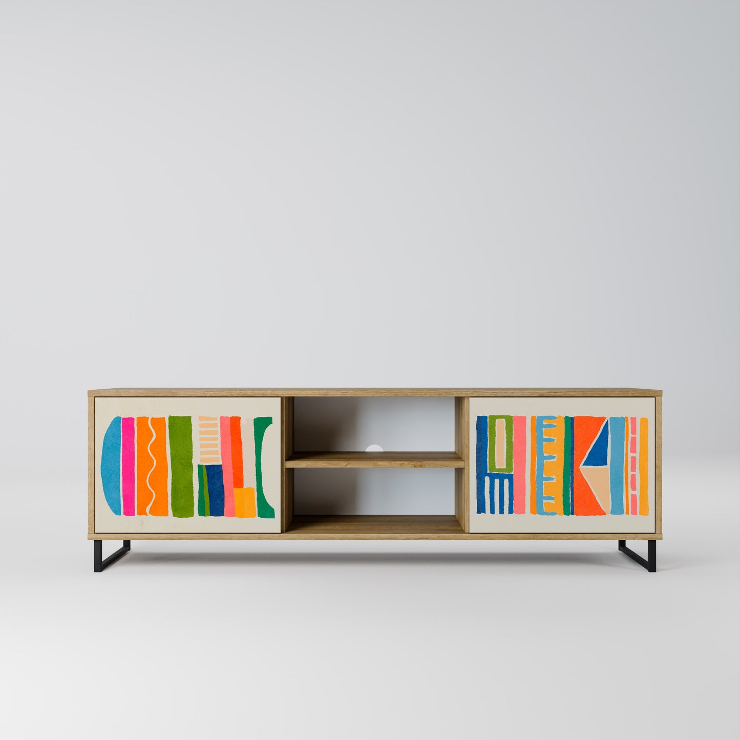 GEOMETRIC SHINE 2-Door TV Stand in Oak Effect