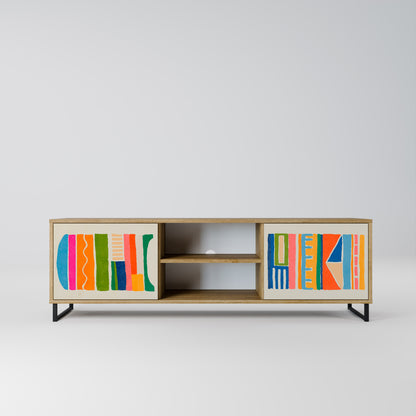 GEOMETRIC SHINE 2-Door TV Stand in Oak Effect