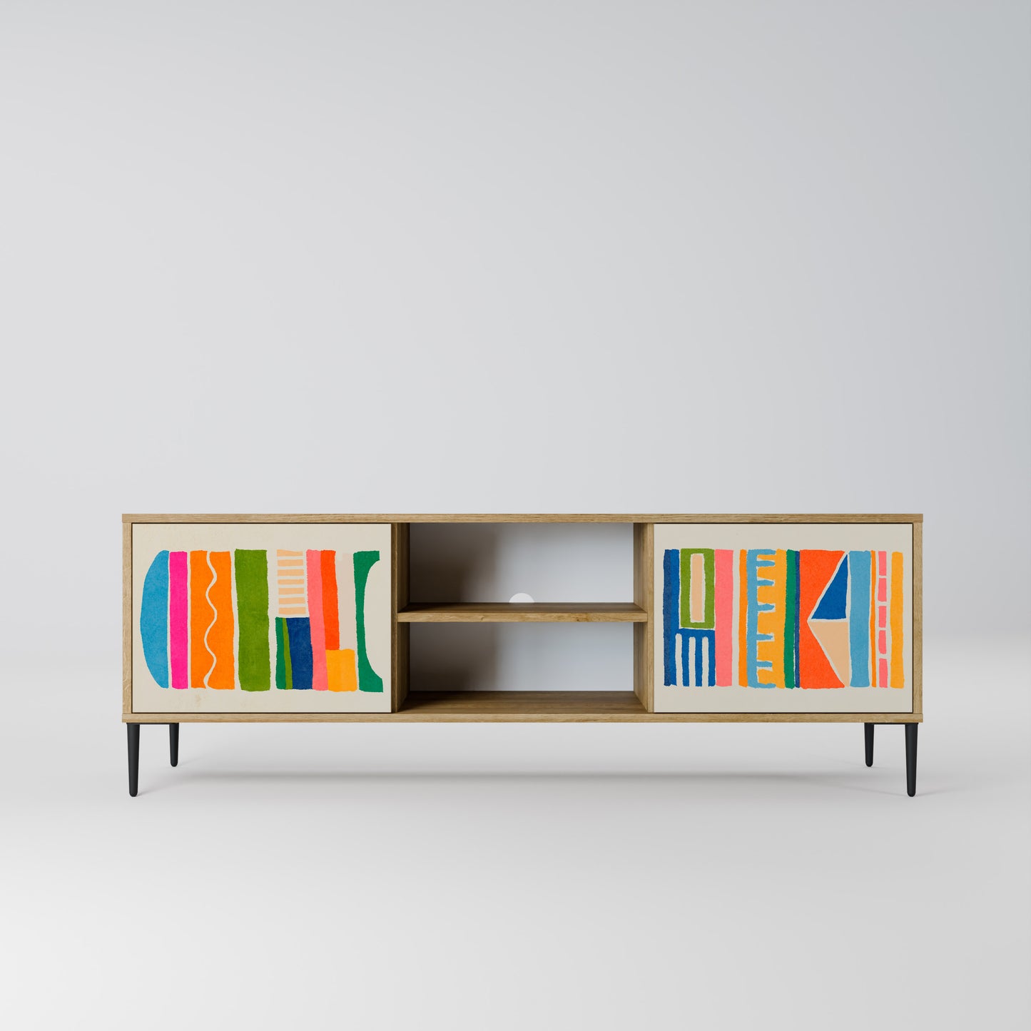 GEOMETRIC SHINE 2-Door TV Stand in Oak Effect