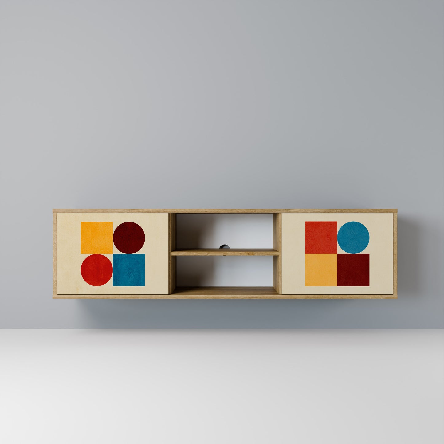 GEOMETRIC PUZZLE 2-Door TV Stand in Oak Effect