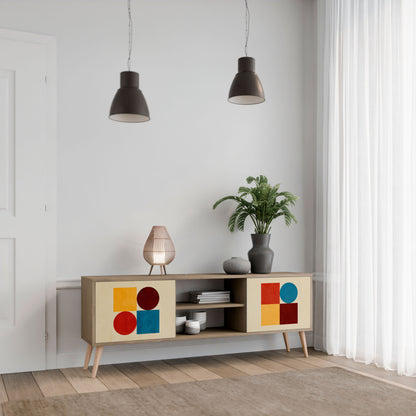 GEOMETRIC PUZZLE 2-Door TV Stand in Oak Effect