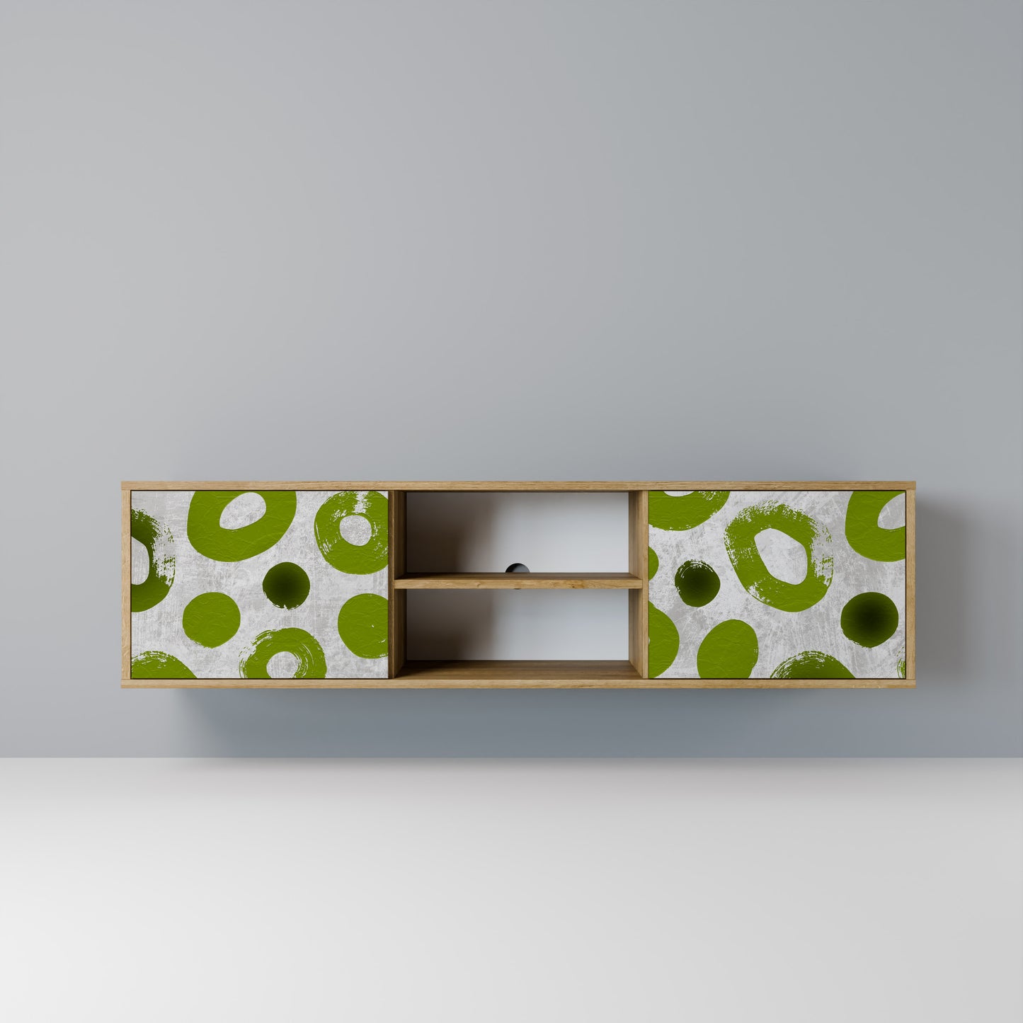 GREEN RHAPSODY 2-Door TV Stand in Oak Effect
