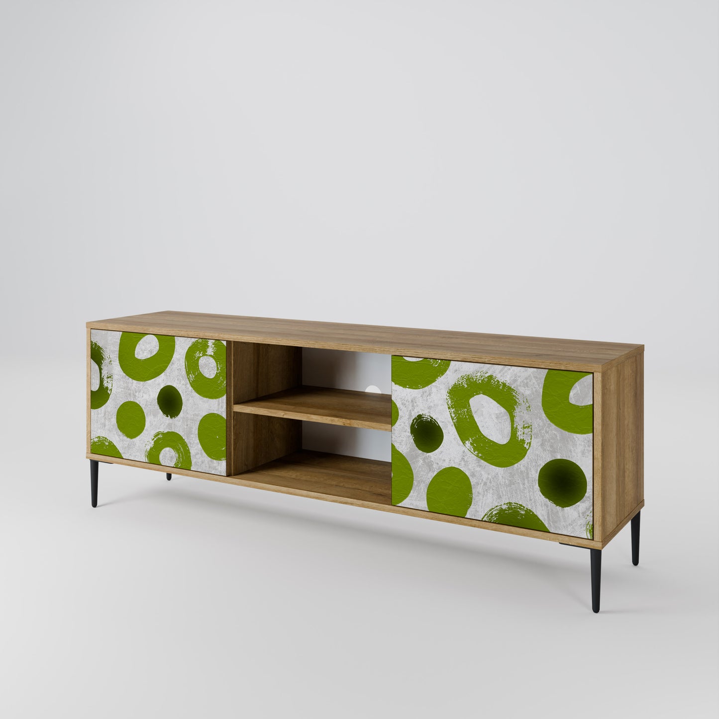 GREEN RHAPSODY 2-Door TV Stand in Oak Effect