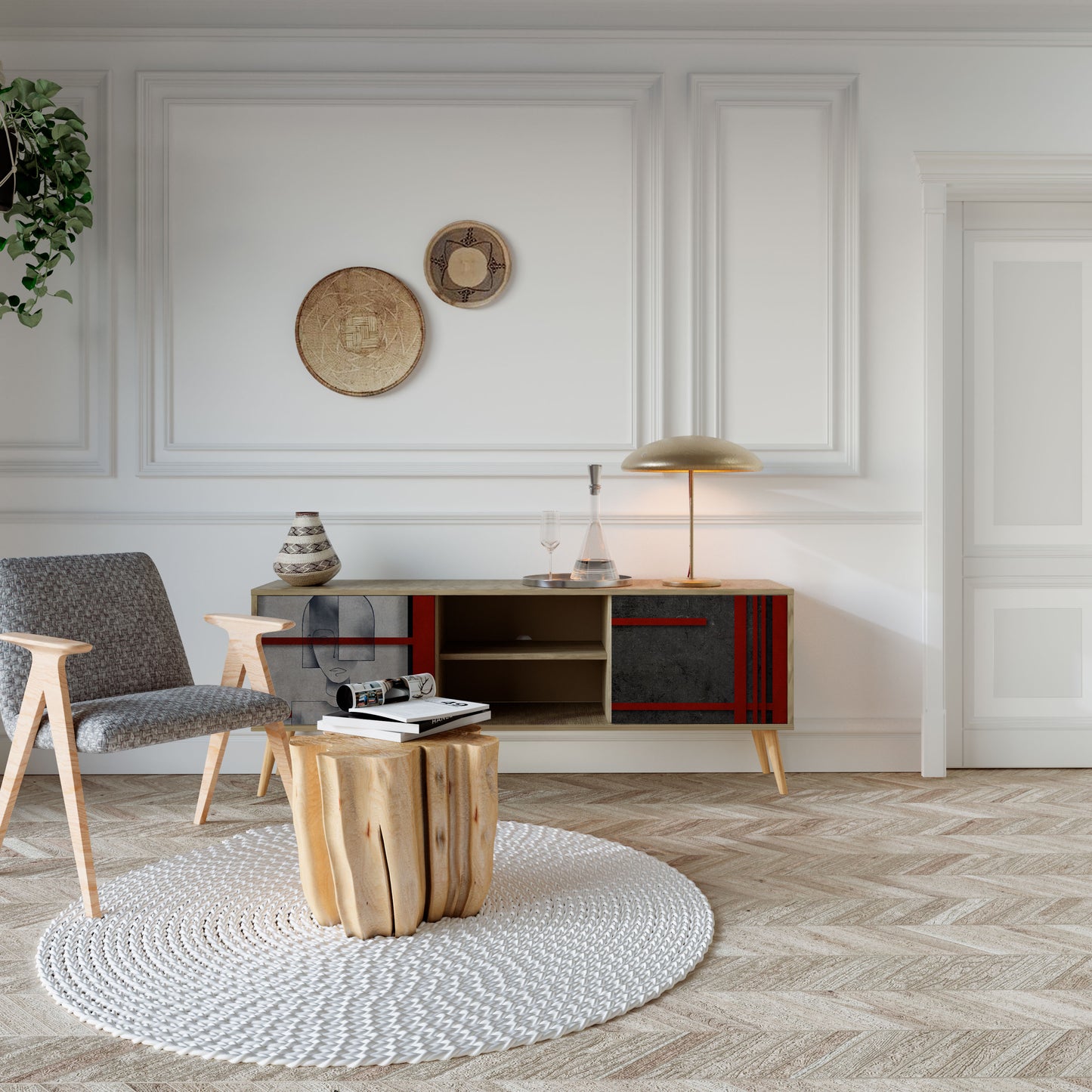 Mobile TV a 2 ante GRAY FIGURES in effetto rovere