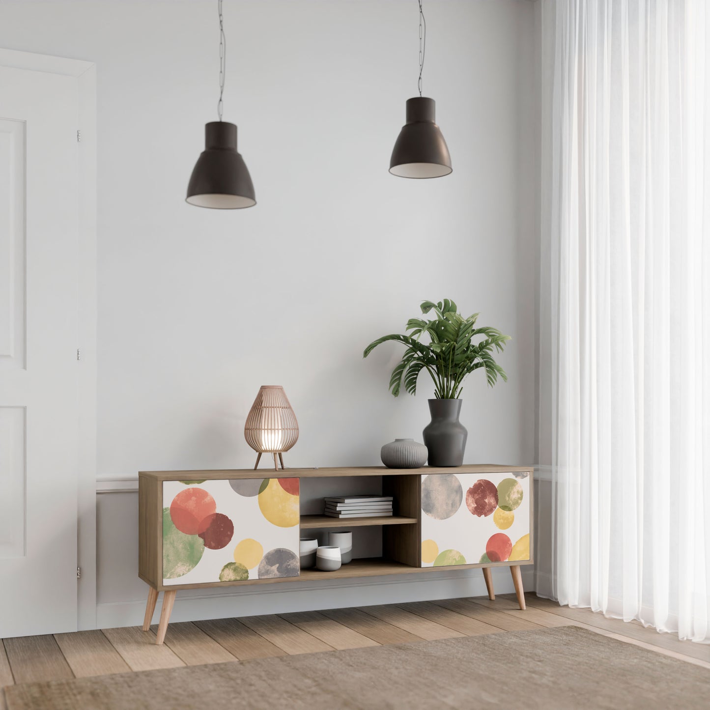 FLEETING HAPPINESS 2-Door TV Stand in Oak Effect
