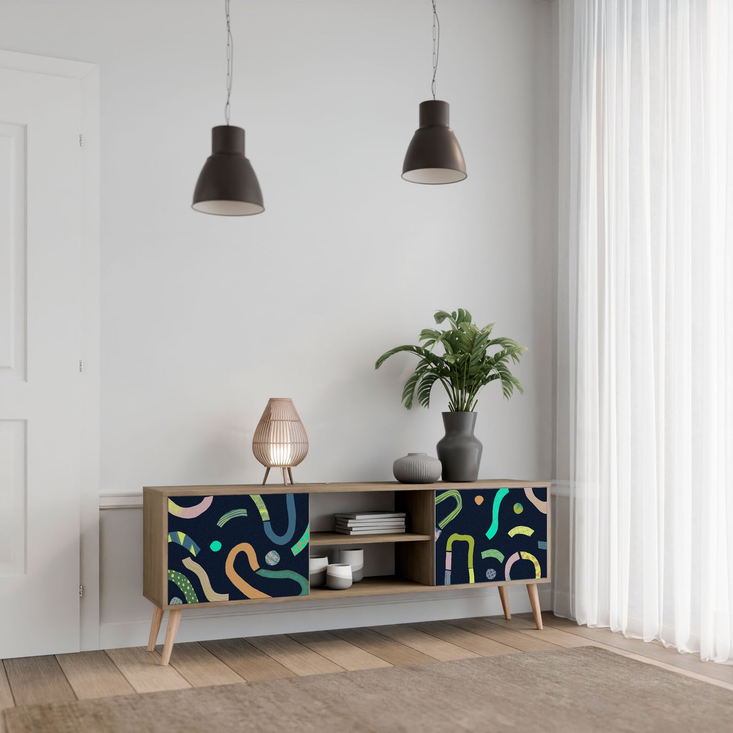 CONTRAST DANCE 2-Door TV Stand in Oak Effect