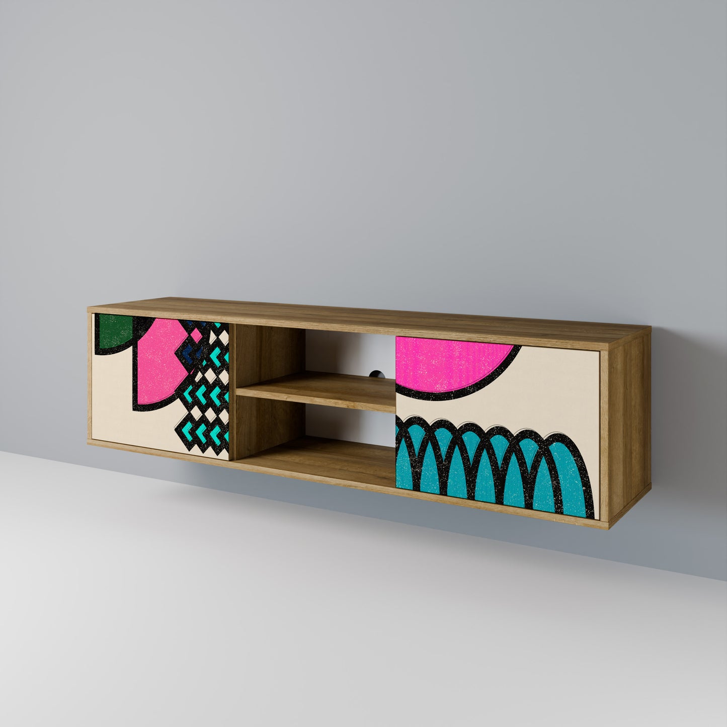 Mobile TV GEOMETRIC RHAPSODY a 2 ante in effetto rovere