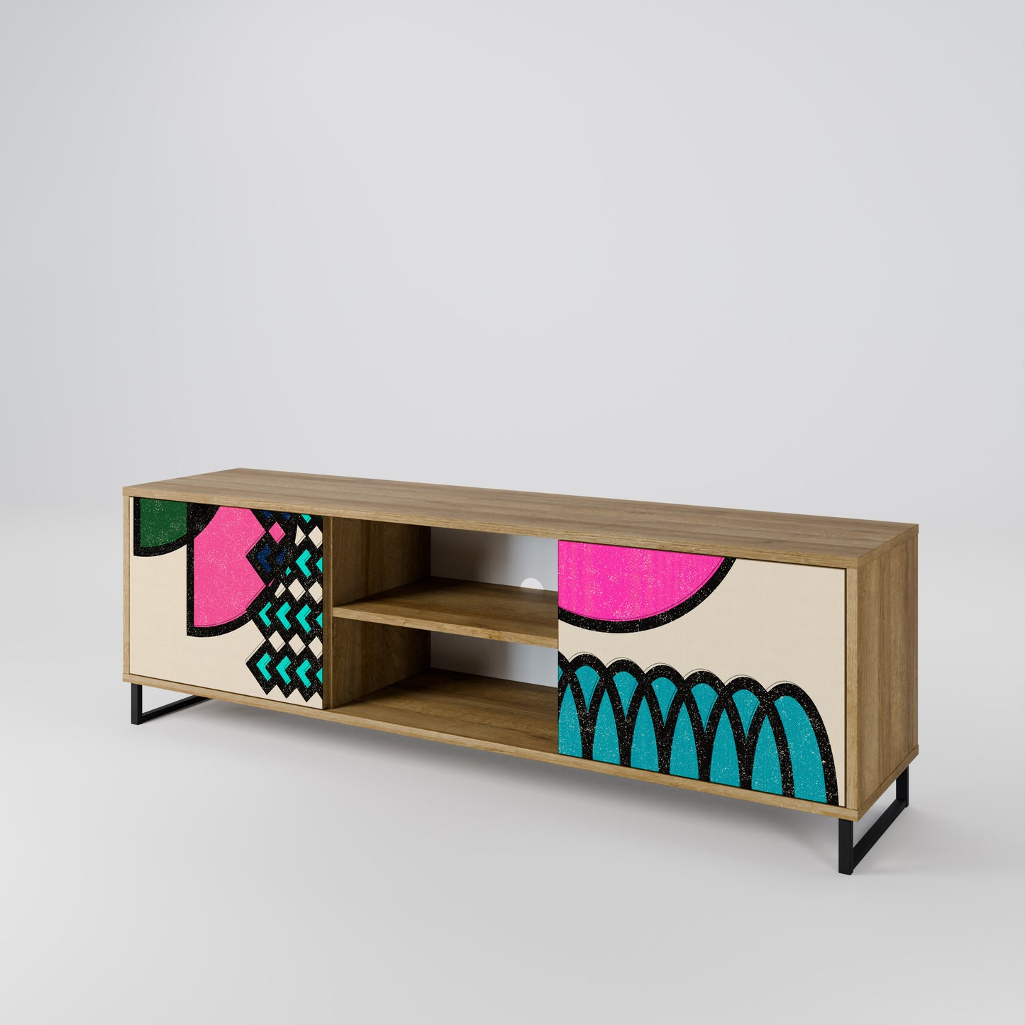Mobile TV GEOMETRIC RHAPSODY a 2 ante in effetto rovere
