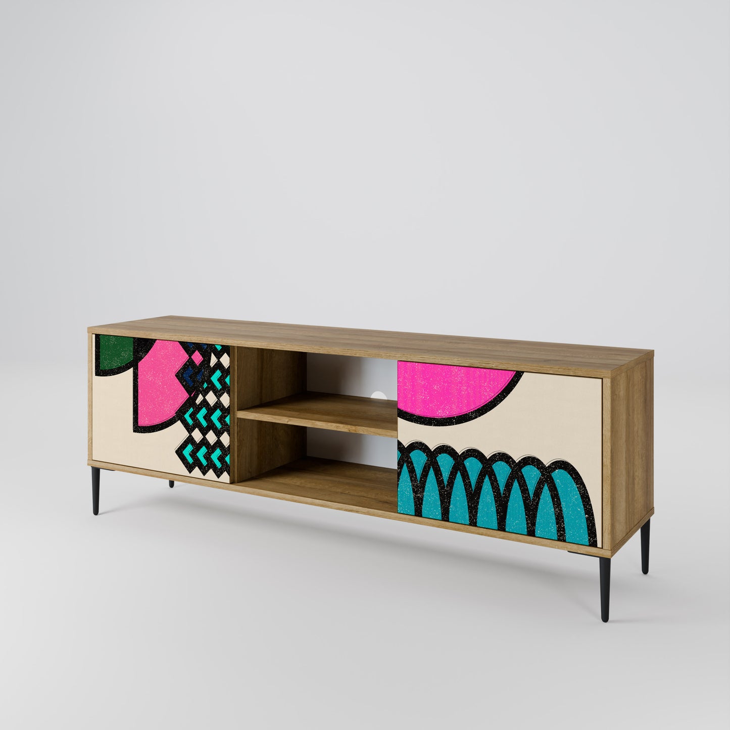 Mobile TV GEOMETRIC RHAPSODY a 2 ante in effetto rovere