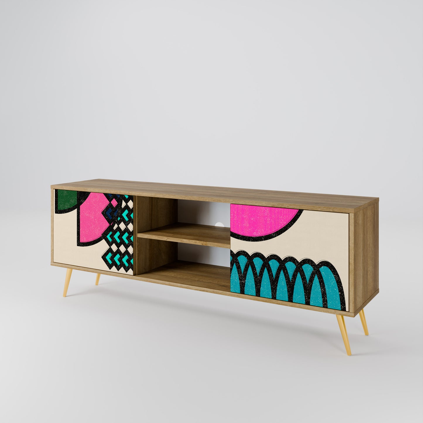 Mobile TV GEOMETRIC RHAPSODY a 2 ante in effetto rovere