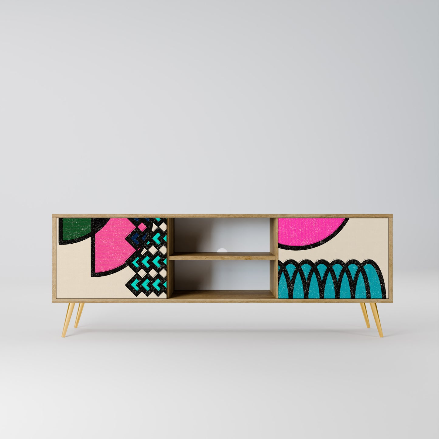 Mobile TV GEOMETRIC RHAPSODY a 2 ante in effetto rovere