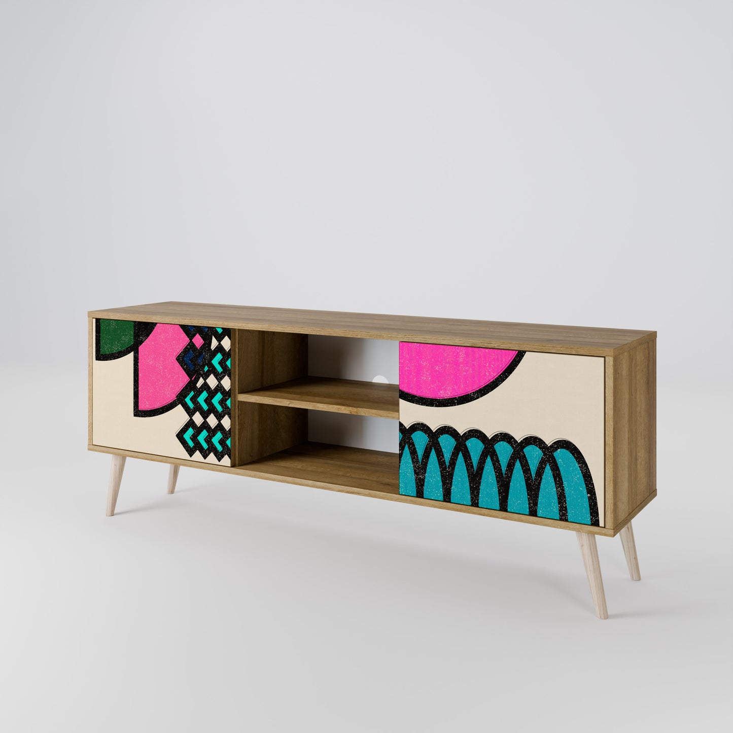 Mobile TV GEOMETRIC RHAPSODY a 2 ante in effetto rovere