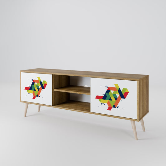 FUTURE SIGN 2-Door TV Stand in Oak Effect