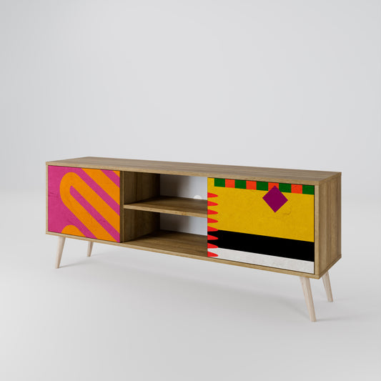 VIVID ART 2-Door TV Stand in Oak Effect
