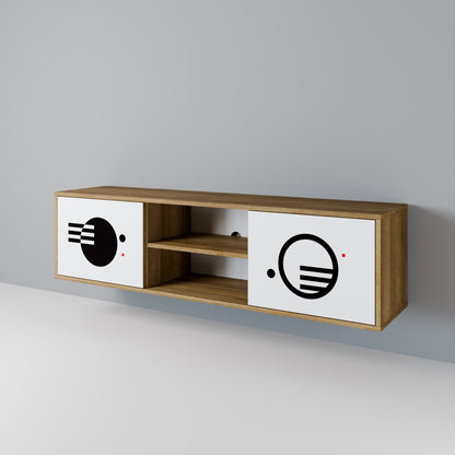 BLACK AND WHITE COMBINATION 2-Door TV Stand in Oak Effect