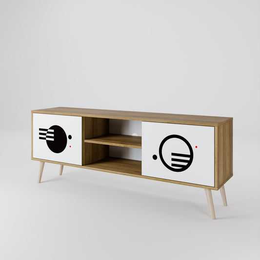 Mobile TV a 2 ante con combinazione bianco e nero effetto rovere
