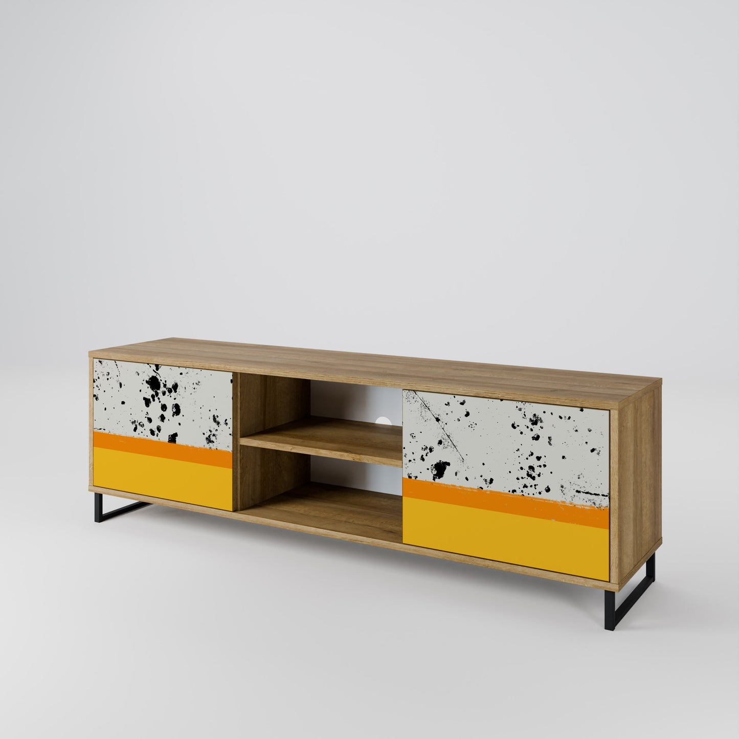 Mobile TV a 2 ante DYED BY ORANGE in effetto rovere