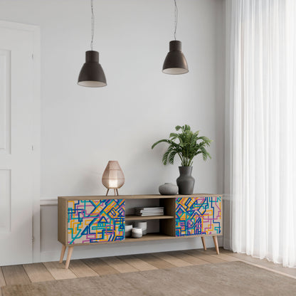 MEMORIES MAP 2-Door TV Stand in Oak Effect