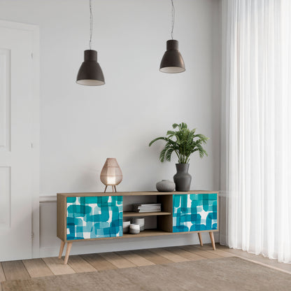 Mobile TV TURQUOISE RECTANGLES a 2 ante effetto rovere